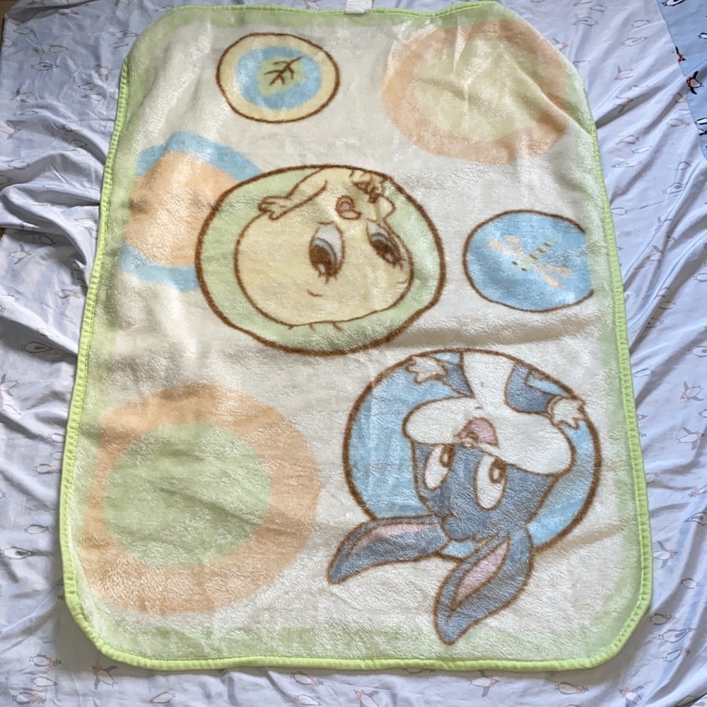 Charming Cream Cartoon Character Throw Blanket